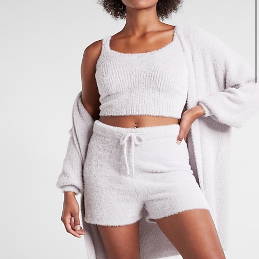 Express fuzzy sweater shorts